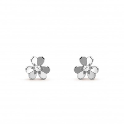 VAN CLEEF ARPELS FRIVOLE EARRINGS, MINI MODEL - WHITE GOLD, DIAMOND  VCARP0J600